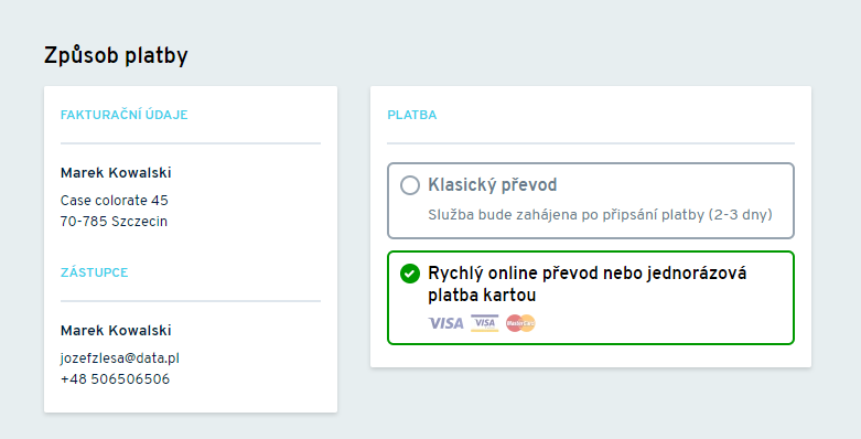 Jak zaplatit za službu v IONOS?