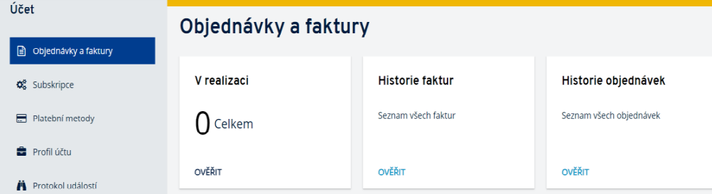 K čemu slouží sekce Účet na zákaznickém panelu?