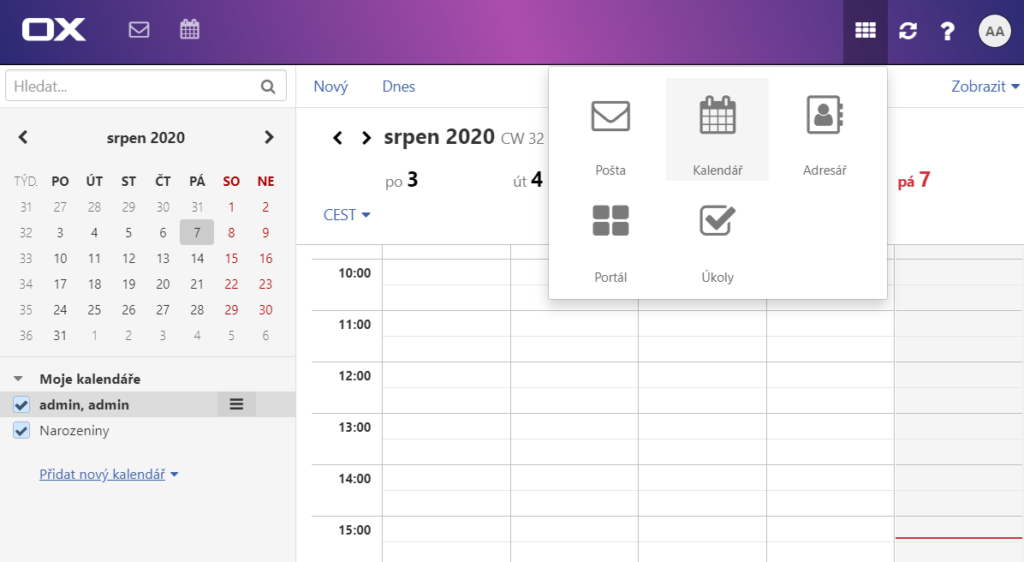 Správa a konfigurace kalendáře v emailové poště IONOS
